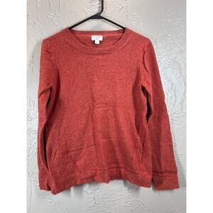 J.Crew Orange Teddie 3/4 Sleeve Round‎ Wool Cotton Blend Sweater Size Small